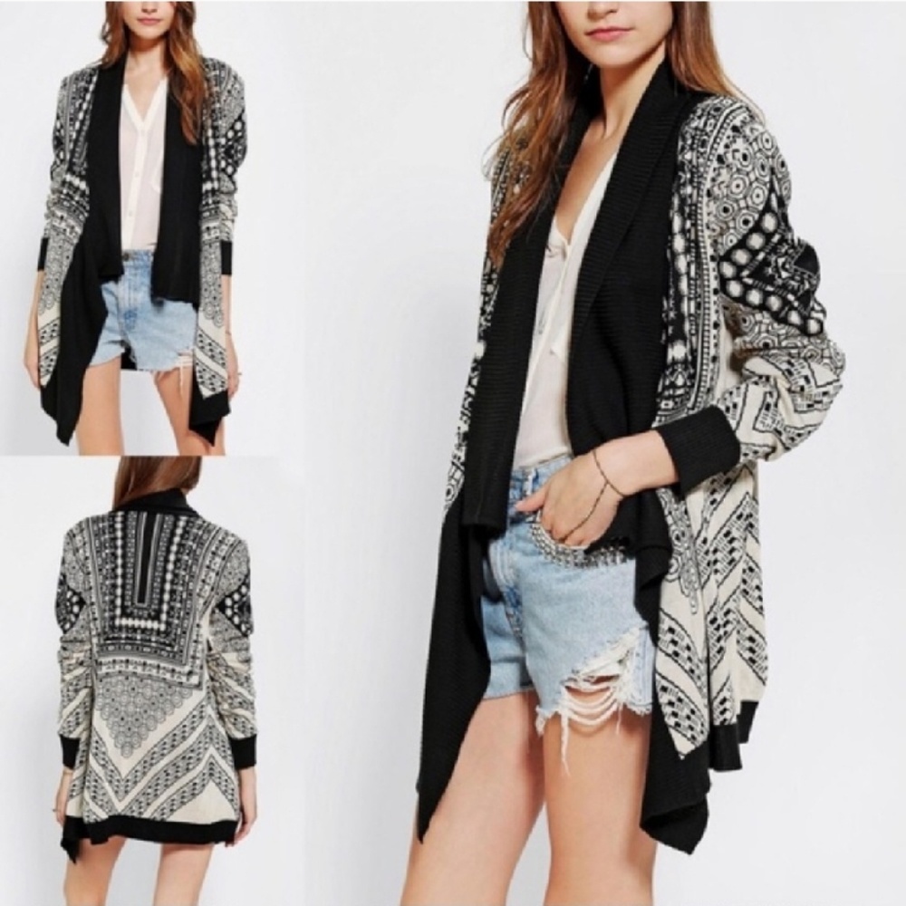 UO Staring at Stars Intarsia drape open cardigan s